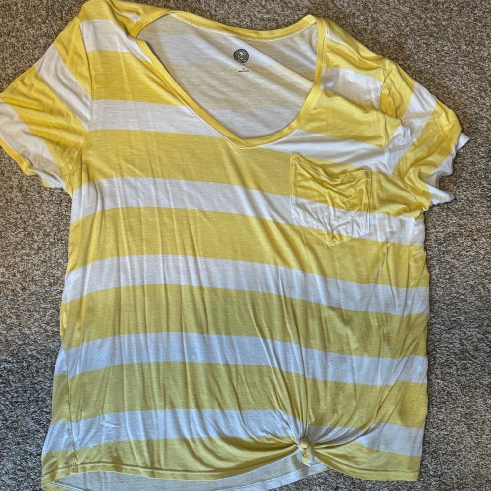 Yellow and White Striped T-Shirt